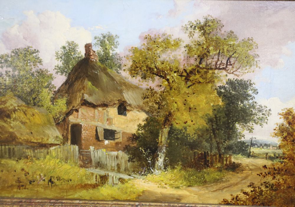 John Benney Ladbrooke (1803-1874), oil on canvas, A Norfolk Cottage, monogrammed and dated 1878, 20 x 30cm